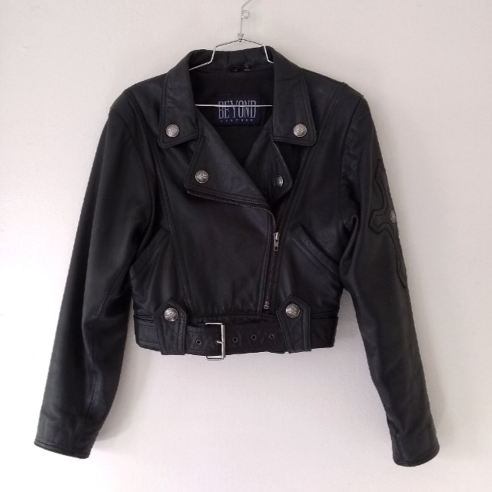 Black leather vintage moto/goth jacket